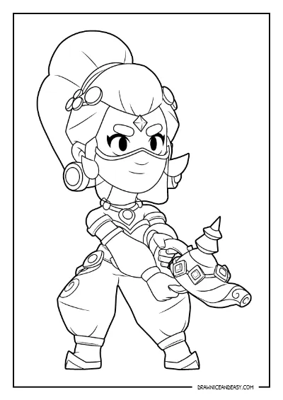Dancer Shelly Brawl Stars Coloring Pages – Free Printable PDF coloring page preview