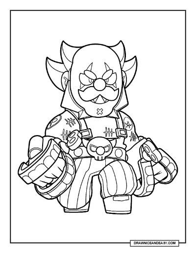 Dark Clown Sam Brawl Stars Coloring Page – Free Printable PDF coloring page preview