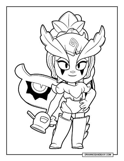 Dark Fairy Janet Brawl Stars Coloring Page – Free Printable PDF coloring page preview
