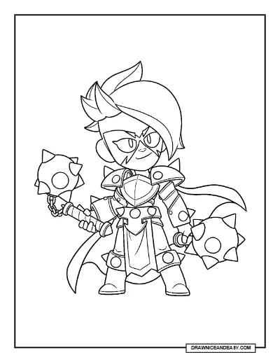 Dark Knight Lumi Brawl Stars Coloring Page – Free Printable PDF coloring page preview