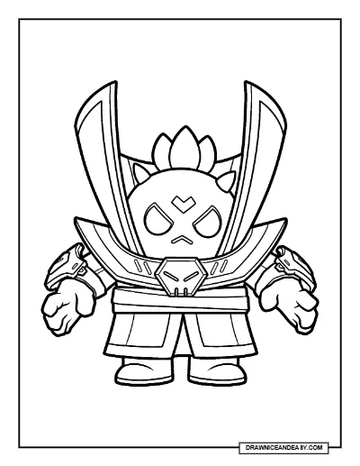 Dark Lord Spike Brawl Stars Coloring Page – Evil Dark Skin Printable coloring page preview