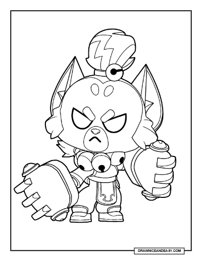 Darkpaw Kitboxer Brawl Stars Coloring Page – Free Printable PDF coloring page preview
