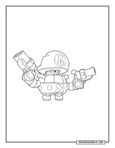 Darryl Brawl Stars Coloring Page – Free Printable PDF coloring page preview