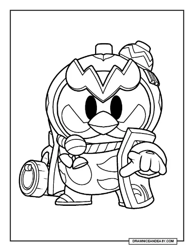 Daruma Mr. P Brawl Stars Coloring Page – Free Printable PDF coloring page preview