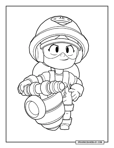 Default Jacky Brawl Stars Coloring Page – Free Printable PDF coloring page preview