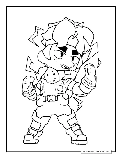 Deku Fang Brawl Stars Coloring Page – Free Printable PDF coloring page preview