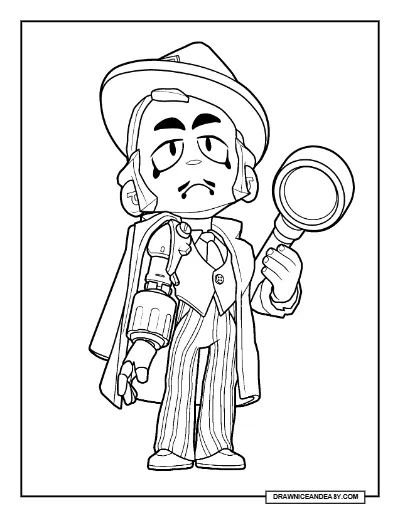 Detective Gray Brawl Stars Coloring Page – Free Printable PDF coloring page preview