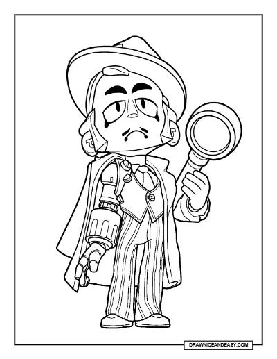 Detective Gray Noir Edition Brawl Stars Coloring Page – Free PDF coloring page preview
