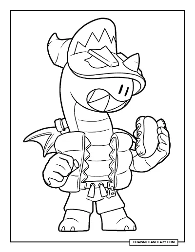 Draco Doug Brawl Stars Coloring Page – Free Printable PDF coloring page preview
