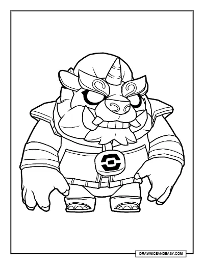 Dragon Bruce Alt Brawl Stars Coloring Page – Free Printable PDF coloring page preview