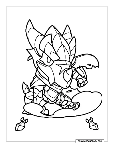 Dragon Crow IV Brawl Stars Coloring Page – Pro Pass Upgraded Dragon Skin Printable coloring page preview