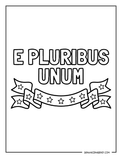 E Pluribus Unum Latin Motto Coloring Page – America 250 Free Printable coloring page preview