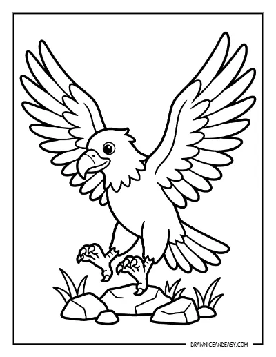 Eagle Landing Pose Coloring Page – Free Patriotic Printable for Kids coloring page preview