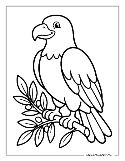 Eagle with Olive Branch Coloring Page – Free Printable for Kids coloring page preview