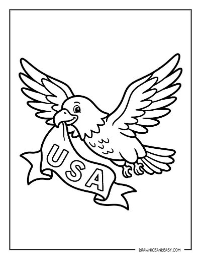 Eagle with USA Banner Coloring Page – Free Printable for Kids coloring page preview