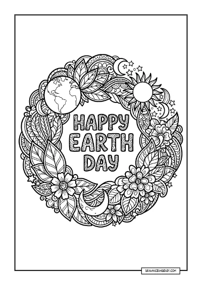Earth Day Mandala - Intricate Pattern Adult Coloring coloring page preview