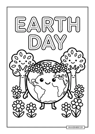 Earth Day Word Tracing - Handwriting Practice Worksheet coloring page preview