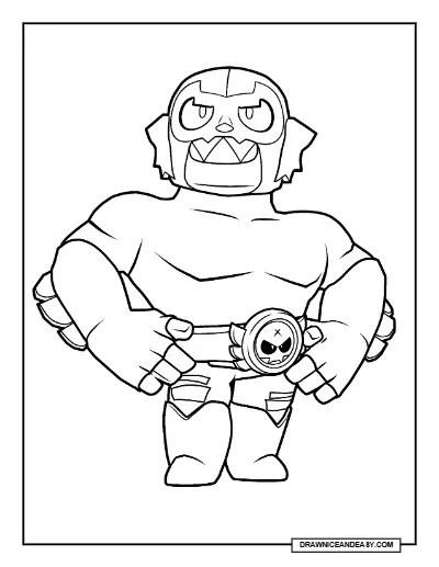 El Rudo Primo Alt Brawl Stars Coloring Page – Free Printable PDF coloring page preview