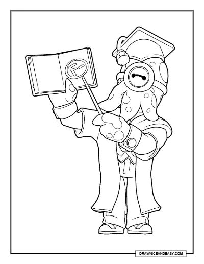 Eldritch Professor Barley Brawl Stars Coloring Page – Free PDF coloring page preview