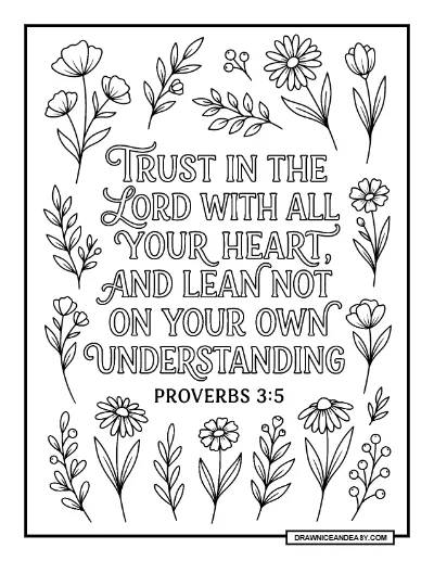 Elegant Typography Bible Verse Scripture Coloring Page coloring page preview
