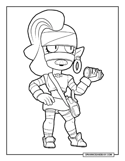 Emz Brawl Stars Coloring Page – Free Printable PDF coloring page preview