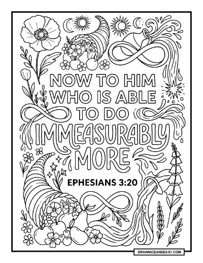 Ephesians 3:20 Bible Verse Coloring Page - Now to Him Who is Able coloring page preview