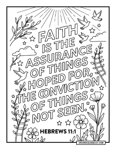 Faith Bible Verse Inspirational Scripture Coloring Page coloring page preview