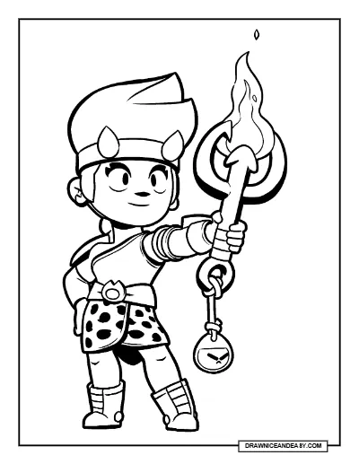Fiendish Amber Brawl Stars Coloring Page – Free Printable PDF coloring page preview