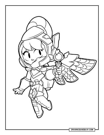 Firewing Janet Brawl Stars Coloring Page – Free Printable PDF coloring page preview
