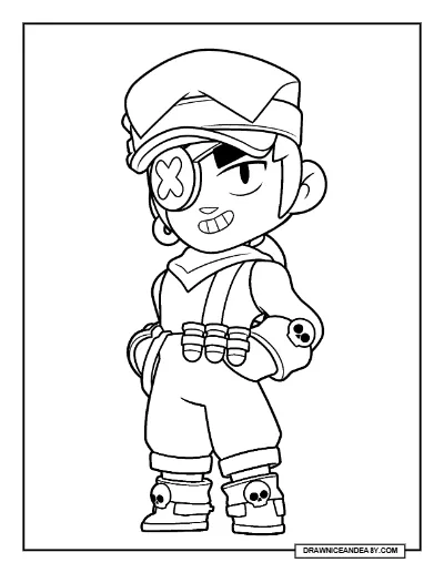 First Mate Fang Brawl Stars Coloring Page – Free Printable PDF coloring page preview