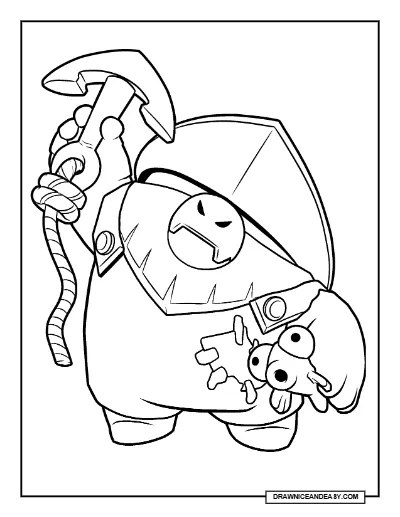 Fisherman Buzz Brawl Stars Coloring Page – Free Printable PDF coloring page preview