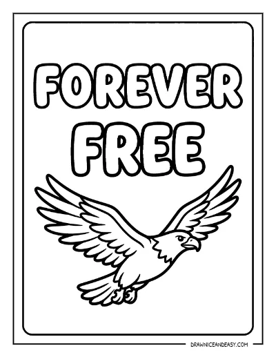Forever Free Soaring Eagle Coloring Page – Free Patriotic Printable coloring page preview