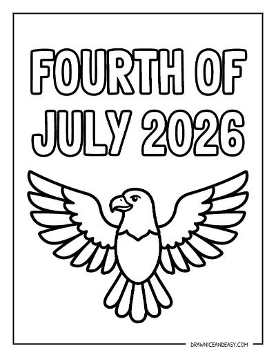 Fourth of July 2026 Eagle Coloring Page – America 250th Anniversary Free Printable coloring page preview