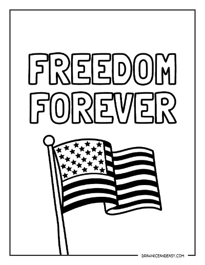 Freedom Forever Waving Flag Coloring Page – Free Patriotic Printable coloring page preview