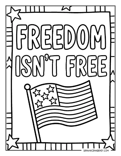 Freedom Isn't Free Flag Coloring Page – Free Patriotic Printable coloring page preview
