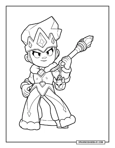 Frost Queen Amber Brawl Stars Coloring Page – Free Printable PDF coloring page preview