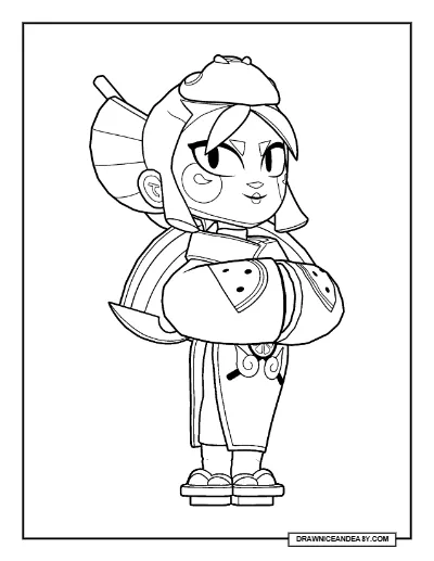 Fruity Kaze Brawl Stars Coloring Page – Free Printable PDF coloring page preview