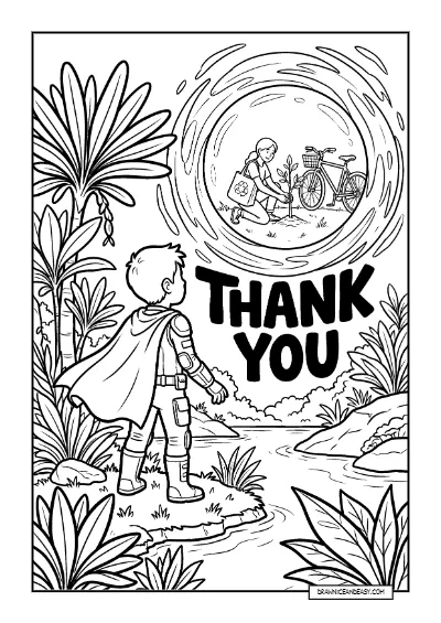 Future Child Looking Back - Generational Responsibility Page coloring page preview