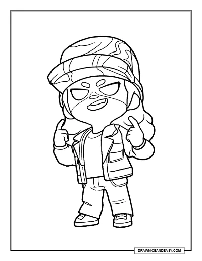 Future Dustin Nita Brawl Stars Coloring Page – Stranger Things Chroma Skin Printable coloring page preview