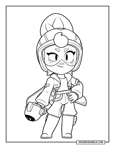 G-Force Janet Brawl Stars Coloring Page – Free Printable PDF coloring page preview