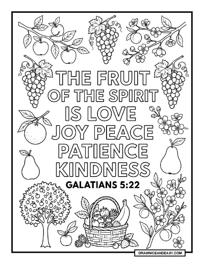 Galatians 5:22 Fruit of the Spirit Bible Verse Coloring Page coloring page preview