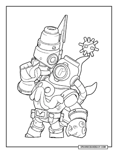 Ghost Diver Rico Brawl Stars Coloring Page – Free Printable PDF coloring page preview