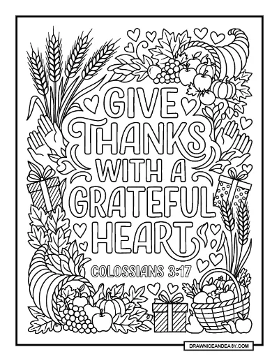 Give Thanks to the Lord: Gratitude Bible Verse Coloring Page coloring page preview
