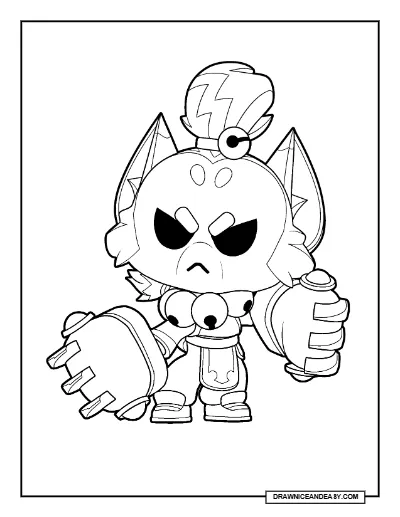 Goldpaw Kitboxer Brawl Stars Coloring Page – Free Printable PDF coloring page preview