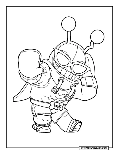 Grilo El Primo Brawl Stars Coloring Page – Free Printable PDF coloring page preview
