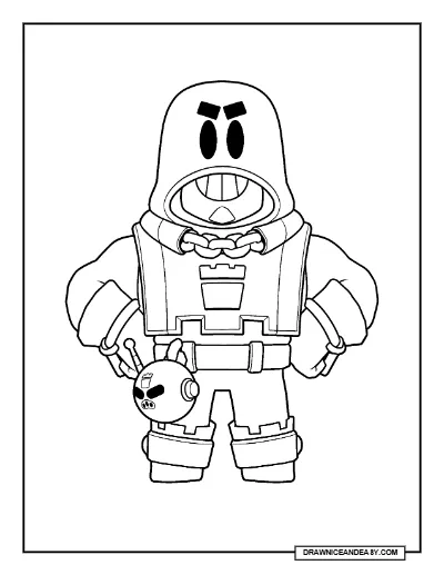 Grom Brawl Stars Coloring Page – Free Printable PDF coloring page preview