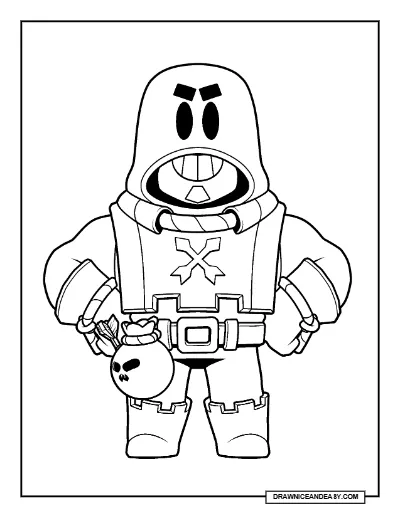 Grombin Hood Brawl Stars Coloring Page – Free Printable PDF coloring page preview