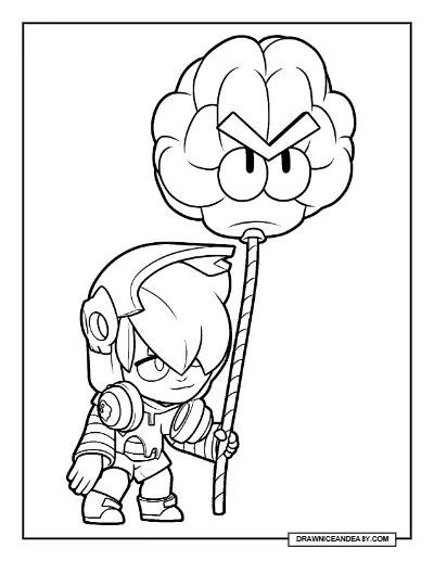 Gruesome Gus Brawl Stars Coloring Page – Free Printable PDF coloring page preview