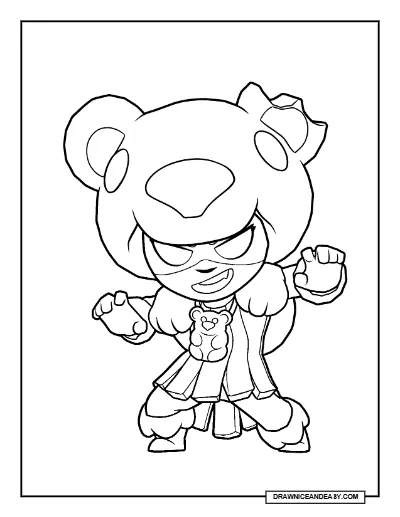 Gummybear Nita Brawl Stars Coloring Page – Free Printable PDF coloring page preview