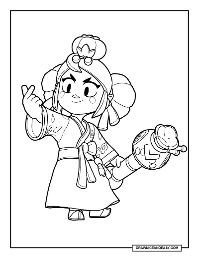 Hanbok Mandy Brawl Stars Coloring Page – Free Printable PDF coloring page preview
